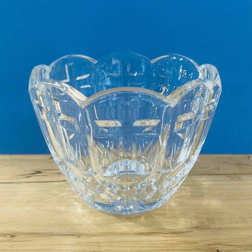 Vtg Fifth Ave Crystal Cross Votive Candle Holder Devotion Candy Bowl Trinke